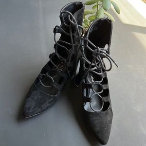 Laced up hottie faux suede